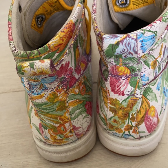 Cat Floral Design Work Boots, Weathered - Picture 6 of 11